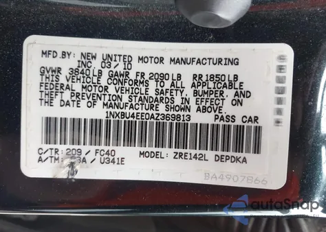 2010 Toyota Corolla Le z USA, uszkodzony, nr VIN 1NXBU4EE0AZ369813